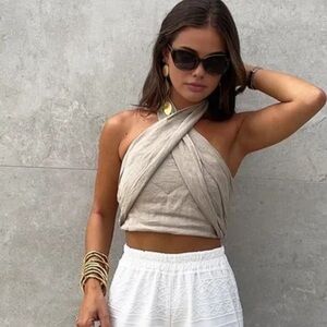 Cotton & Line Crisscross Halter Tank Top - small NWT